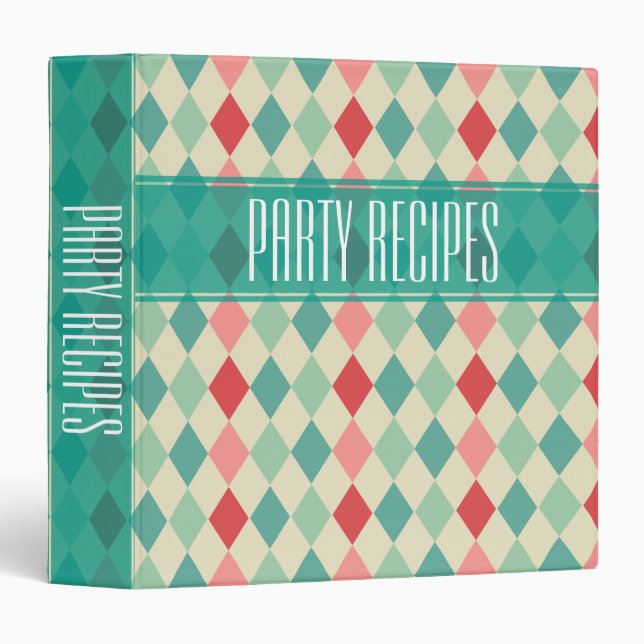 Classeur Recettes Motifs Retro Harlequin (Devant/Côté)