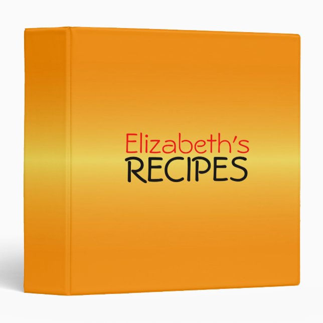 Classeur Recettes orange professionnelles (Devant/Côté)