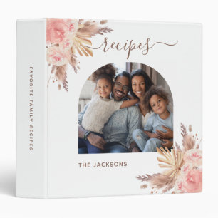 Classeur Recettes pampas herbe rose pâle photo de famille