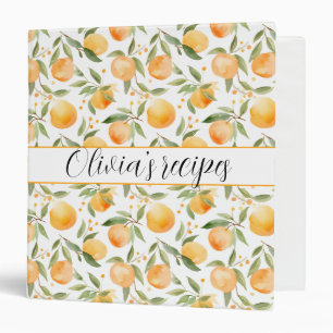 Classeur Recettes personnalisées aquarelle orange mignonne