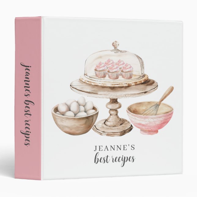 Classeur Recettes personnalisées Cupcakes (Devant/Côté)