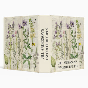 Classeur Recettes personnalisées Herbe botanique Vintage