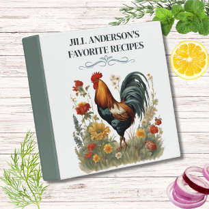 Classeur Recettes personnalisées Rooster botanique Vintage