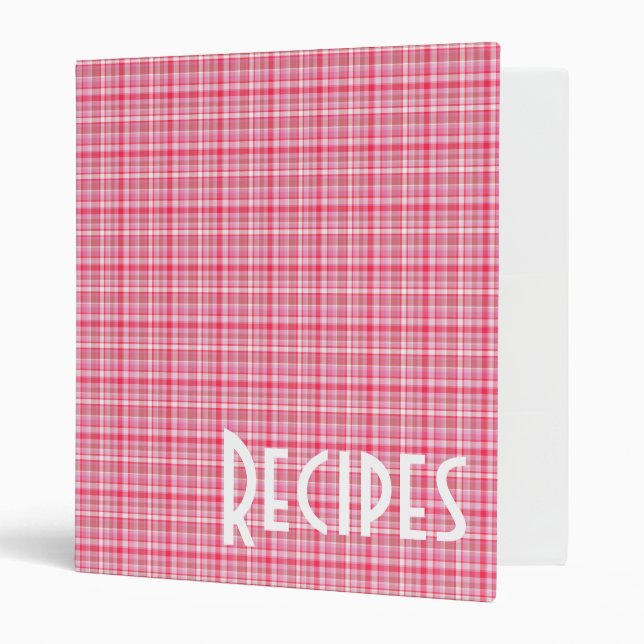 Classeur Recettes Plaid rouge et rose (Devant/intérieur)