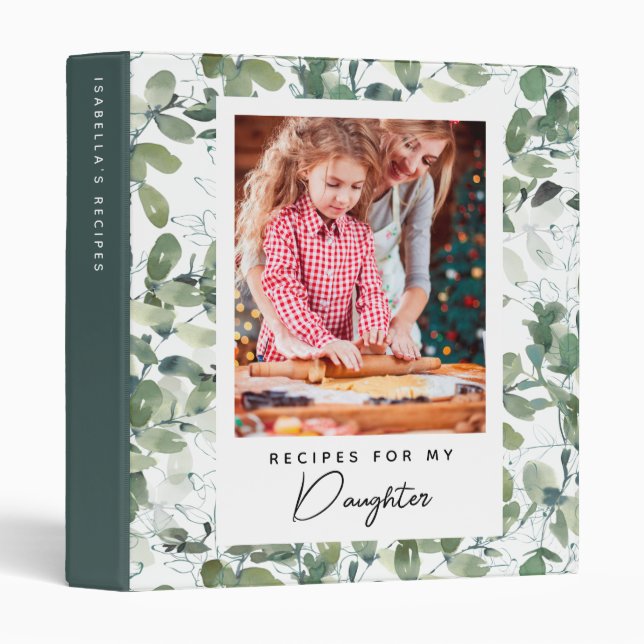 Classeur Recettes pour ma fille | Eucalyptus Cookbook (Devant/Côté)