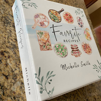 Classeur Recettes Préférées à l'Aquarelle Illustrées