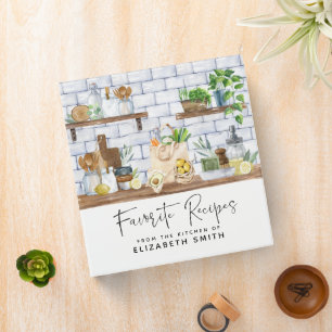 Classeur Recettes préférées illustrées modernes aquarelle