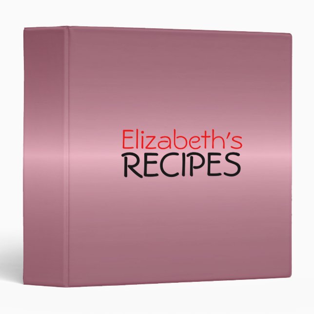 Classeur Recettes roses professionnelles (Devant/Côté)