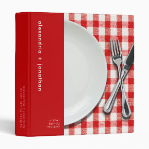Classeur Recettes rouges En vichy modernes personnalisées