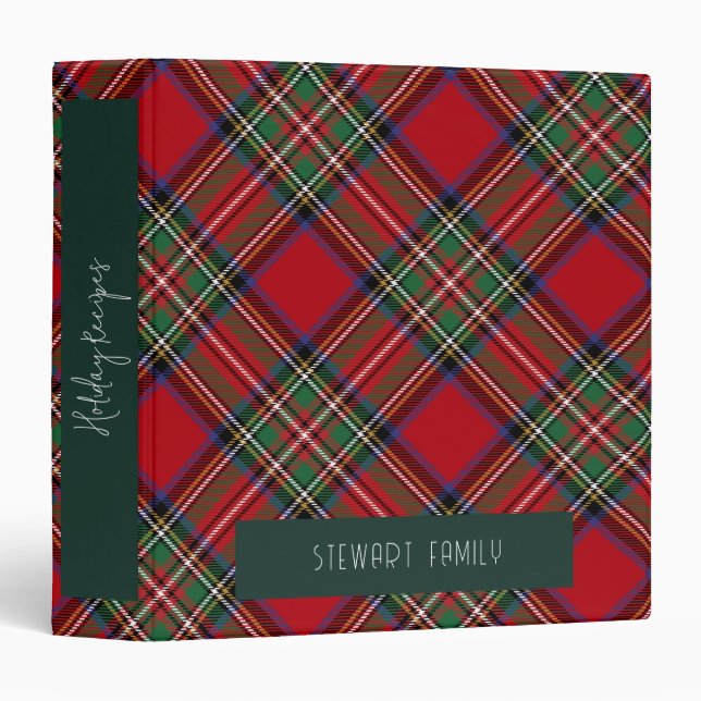 Classeur Recettes Rustique Plaid Holiday Stewart Tartan (Devant/Côté)