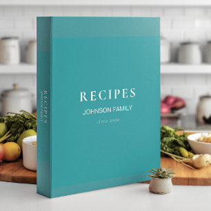 Classeur Recettes, Turquoise Élégant Personnalisé,