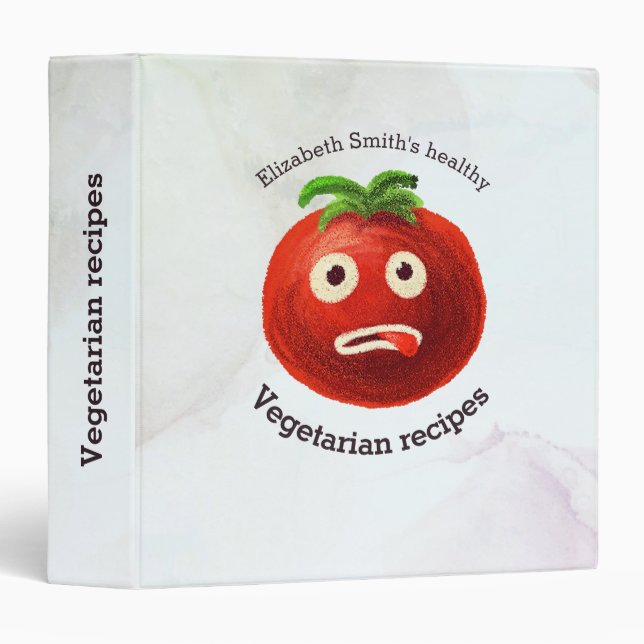 Classeur Recettes végétariennes Tomate drôle (Devant/Côté)