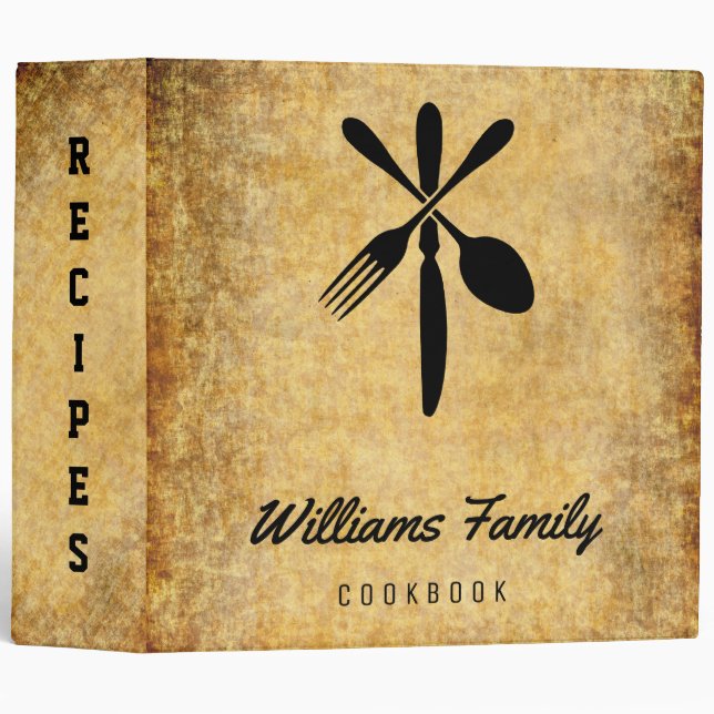 Classeur Recettes vintages Cuisiner livre (Devant/Côté)