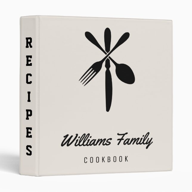 Classeur Recettes vintages Cuisiner Livre 3 Anneaux Classeu (Devant/Côté)