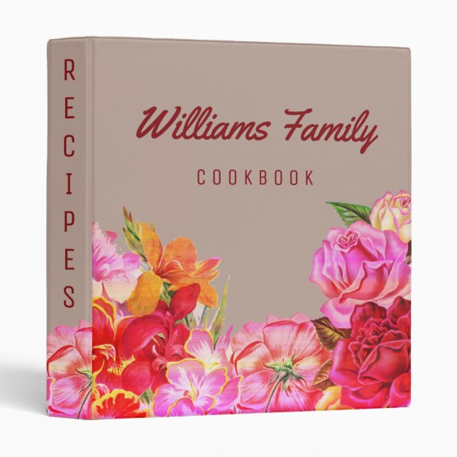 Classeur Recettes vintages de fleurs du jardin botanique Li (Devant/Côté)