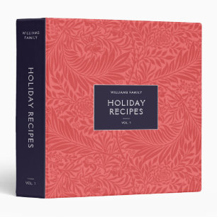Classeur Recettes vintages Red Floral Botanical Holiday Rec