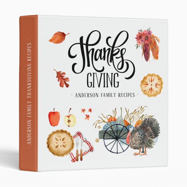 Classeur Récolte d'automne | Thanksgiving Family Recipe Cla (Devant/Côté)