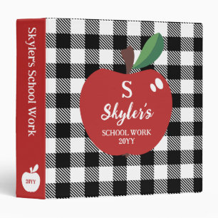Classeur Red Apple Buffalo Check Monogramme Travail scolair
