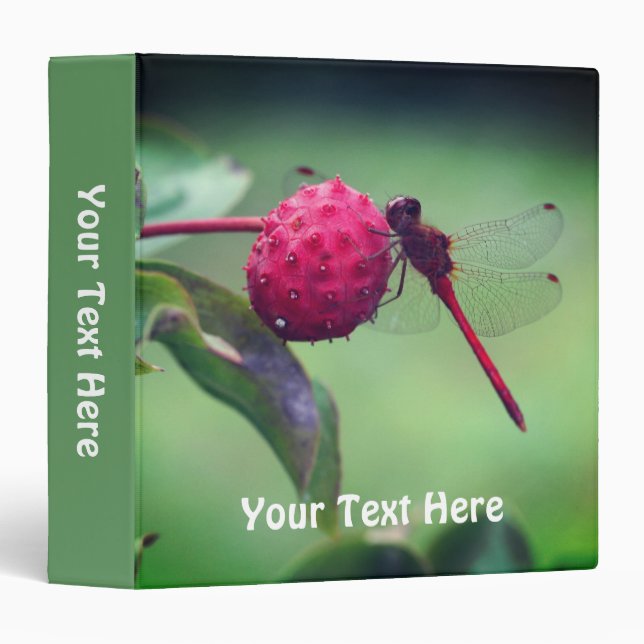Classeur Red Dragonfly Up Close Nature Personnalisée (Devant/Côté)