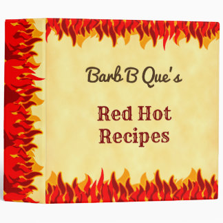 Classeur Red Flames Editable Retro BBQ Recipe Organizer