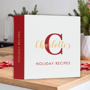 Classeur Red Gold Monogramme Recettes de vacances personnal