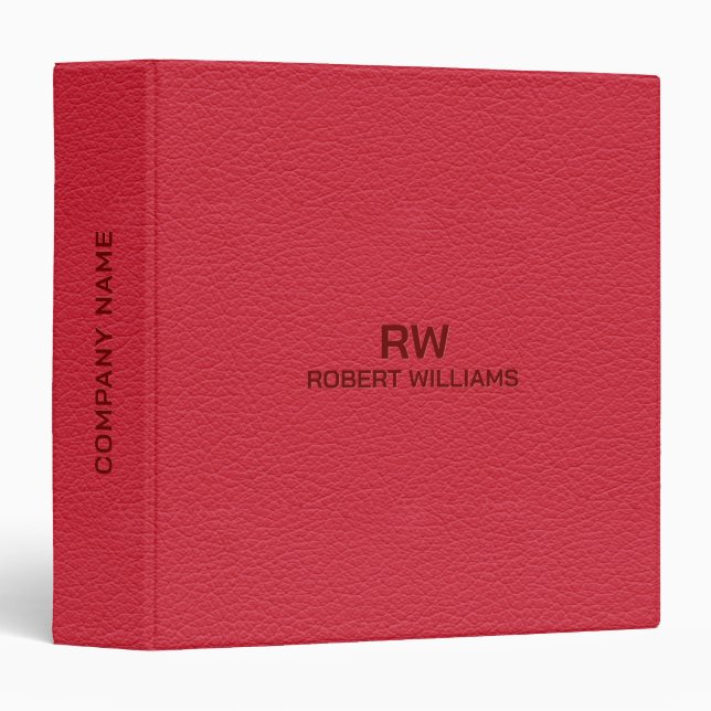 Classeur Red Leather Texture Look 3 Ring Binder (Devant/Côté)