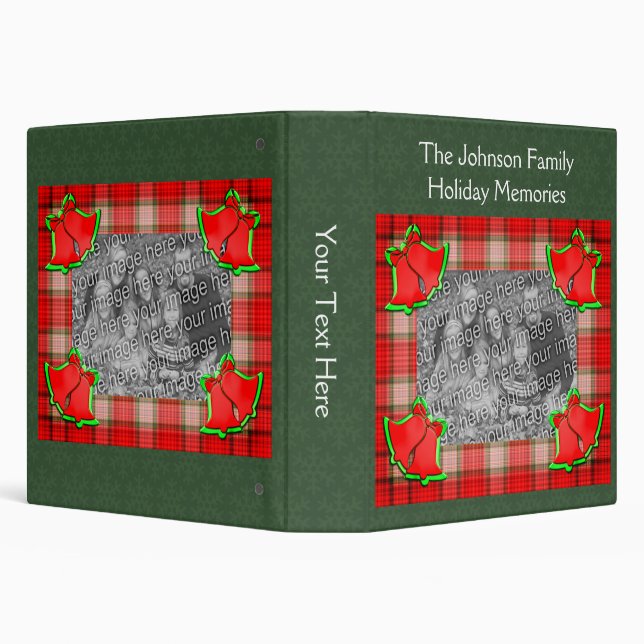 Classeur Red Plaid Festive Bells Fêtes de Noël Photo (Arrière-plan)