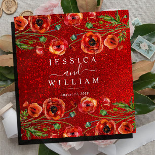 Classeur Red Poppies Parties scintillant Mariage élégant Al