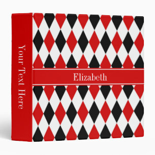 Classeur Red What Black Harlequin Red Ribbon Nom Monogramme