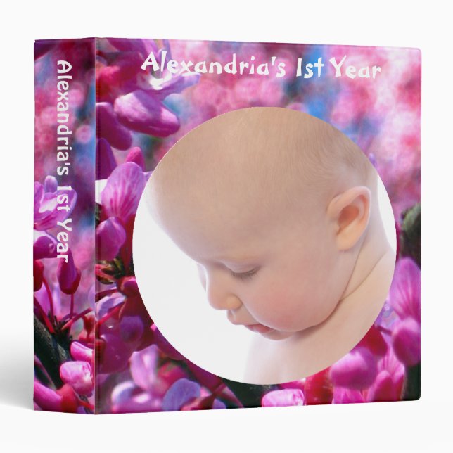 Classeur Redbud rose fleurit photo faite sur commande (Devant/Côté)