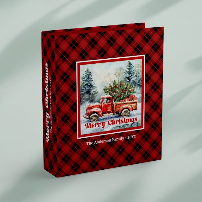 Classeur Refined red truck holiday scene rustic plaid album (Refined red truck holiday scene rustic plaid binder design

)