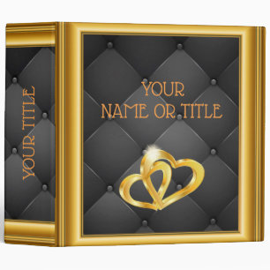 Classeur Relieur 3 anneaux Albums Élégant Amour Or Cuir