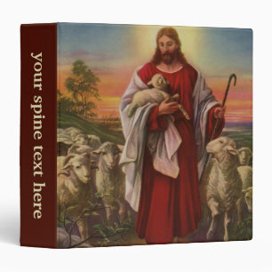 Classeur Religion vintage, Christ le bon berger troupeau