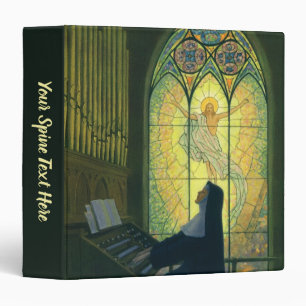 Classeur Religion vintage, religieuse jouant de l'orgue à l