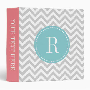Classeur Reliure à anneaux grise turquoise rose de corail