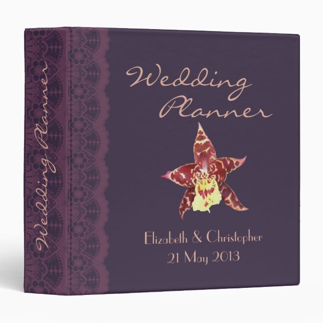 Classeur Reliure à anneaux noire du wedding planner 3 d'art (Devant/Côté)