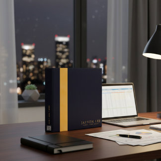 Classeur Reliure personnalisée Navy Blue & Gold avec nom et