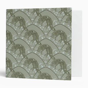 Classeur Renard Art Nouveau damassé motif bois vert