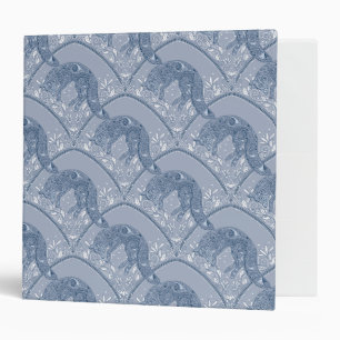 Classeur Renard Art Nouveau damassé motif de forêt en bleu