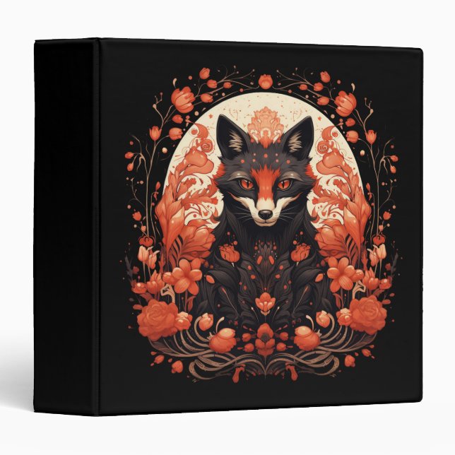 Classeur Renard gothique et fleurs (Devant/Côté)