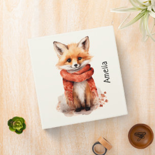 Classeur Renard mignon en écharpe rouge