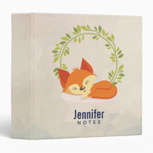 Classeur Renard orange dormant mignon avec couronne Feuille