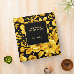 Classeur Rendez-vous professionnel fleurs noir or