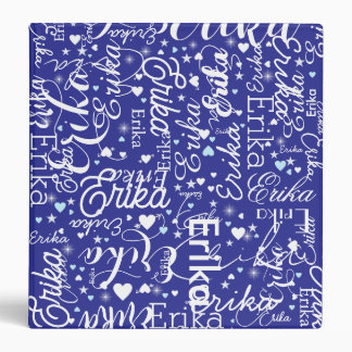 Classeur Repeating Names Cute Hearts & Stars BLUE