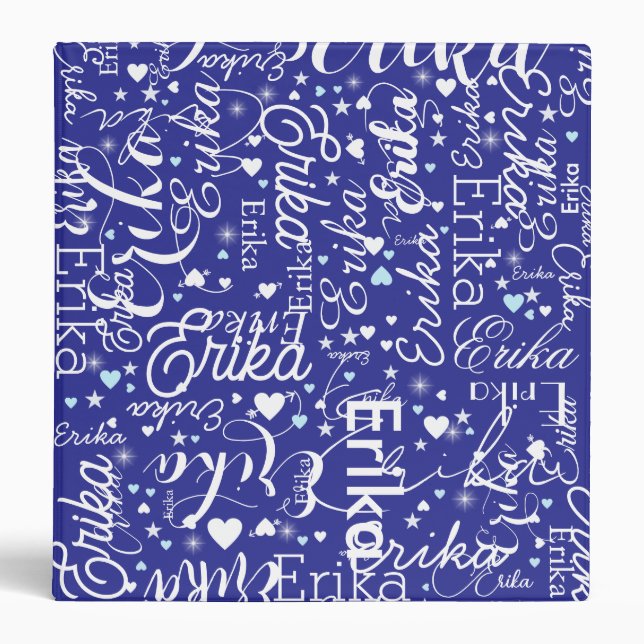Classeur Repeating Names Cute Hearts & Stars BLUE (Devant)