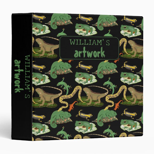 Classeur Reptile, lézards et amphibiens Album d'artisanat p (Devant/Côté)
