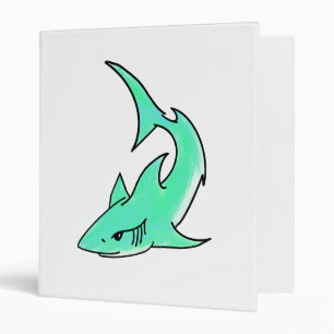 Classeur requin souriant de dessin animé bleu vert océan an