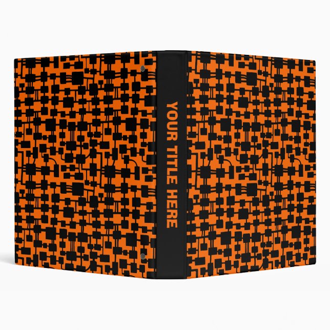 Classeur Réseau Abstrait (1,0 po) - Noir sur Orange FF6600 (Arrière-plan)