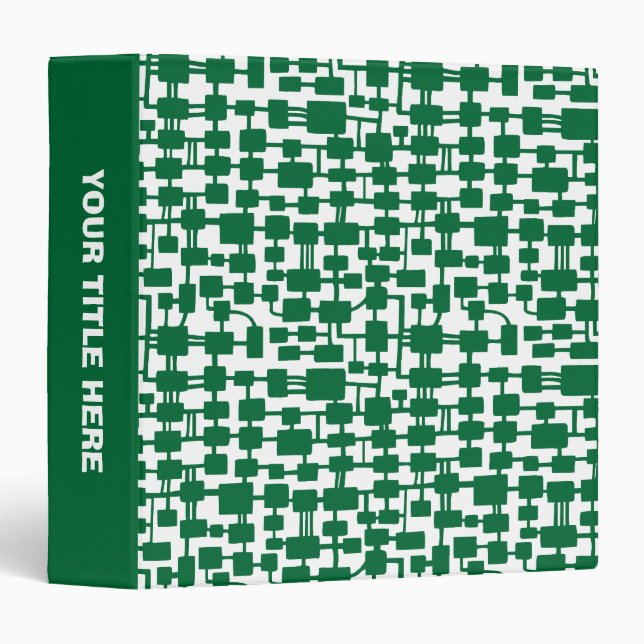 Classeur Réseau Abstrait (1,5 po) - Vert forêt sur blanc (Devant/Côté)