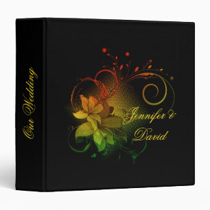 Classeur Résumé floral sur l'album noir de mariage